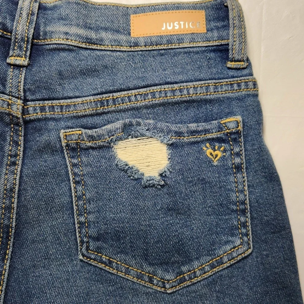 Justice Girls Mini Mom Ripped Denim Jeans Size‎ 14 NWT